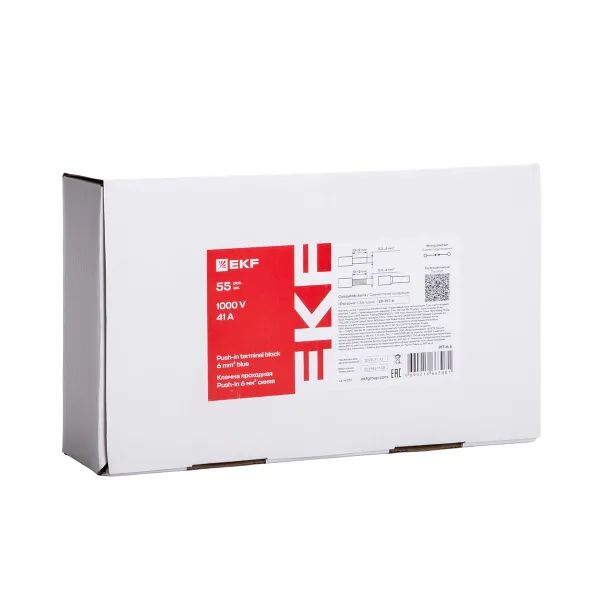 Клемма проходная Push-in 6 мм2 синяя EKF