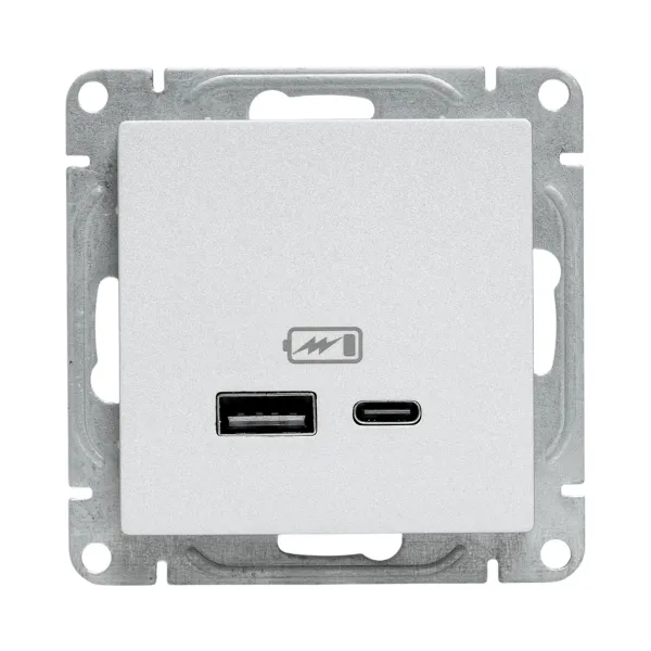 Механизм розетки USB-A+С, алюминий Эпика EKF