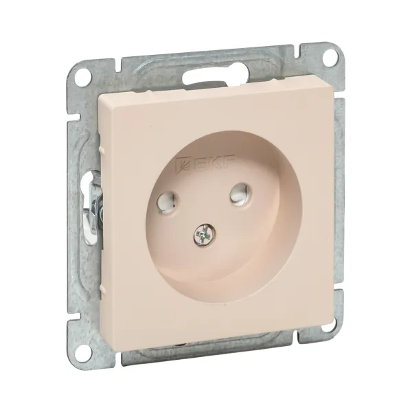 Механизм розетки, 16А, без заземления, со шторками, кремовый Эпика EKF