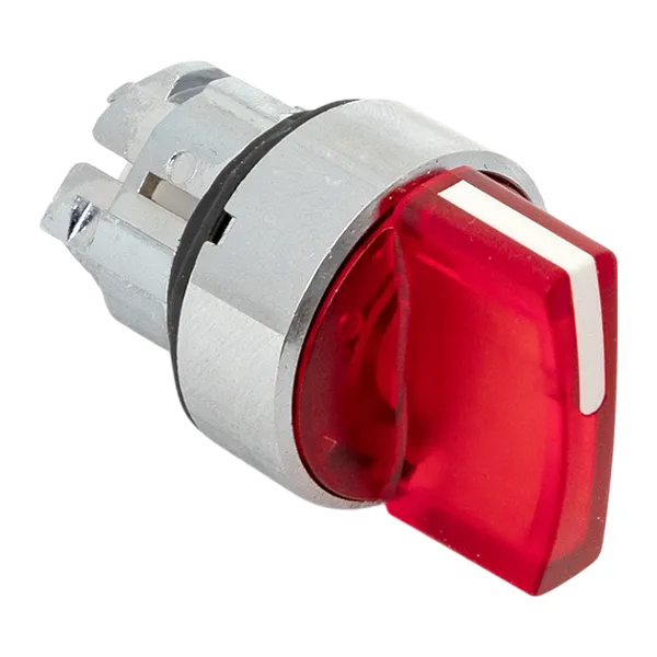 Исполнительный механизм переключателя ХB4 красный на 2 положения с фиксацией, с подсветкой с короткой ручкой IP65 EKF