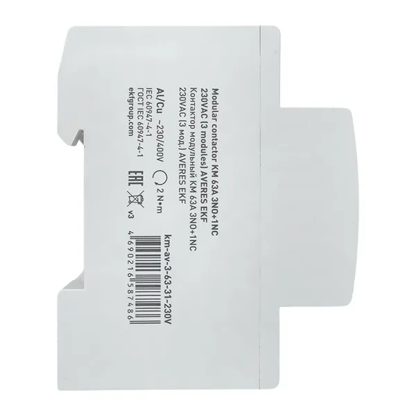 Контактор модульный КМ 63А 3NO+1NC 230VAC (3 мод.) AVERES EKF