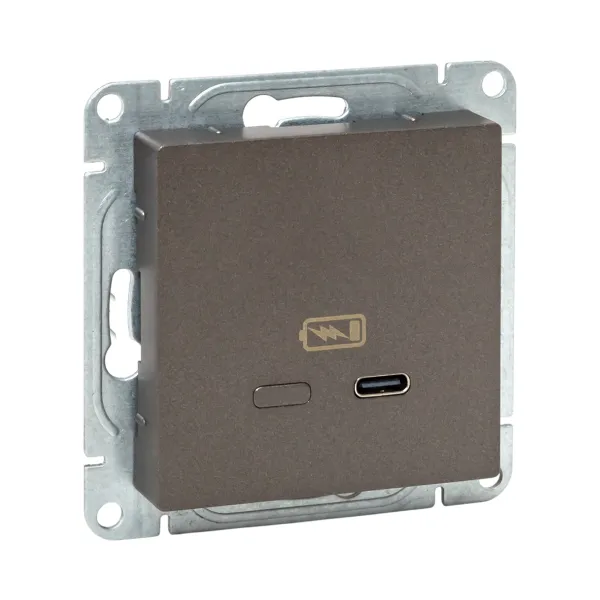 Механизм розетки USB-С, быстрая, мокко Эпика EKF