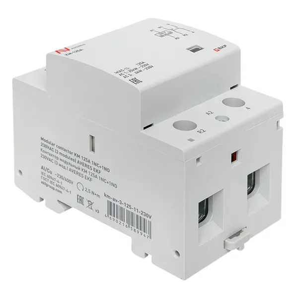 Контактор модульный КМ 125А 1NC+1NO 230VAC (3 мод.) AVERES EKF