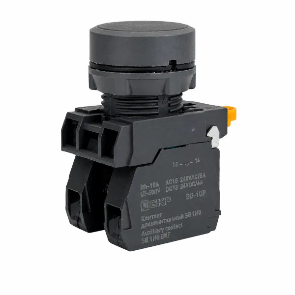 Кнопка SB-21 плоская без фиксации 1NO черная IP65 EKF