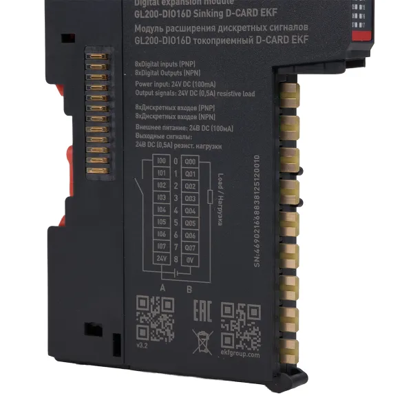 Модуль расширения дискретных сигналов GL200-DIO16D токоприемный D-CARD EKF