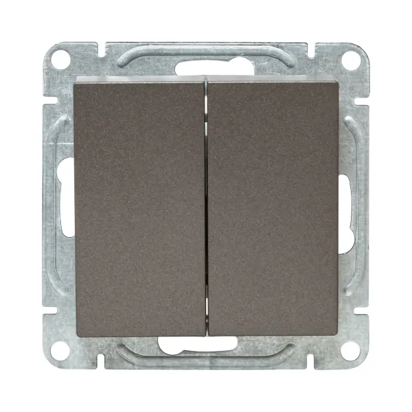 Механизм выключателя, двухклавишный, кнопочный, мокко Эпика EKF