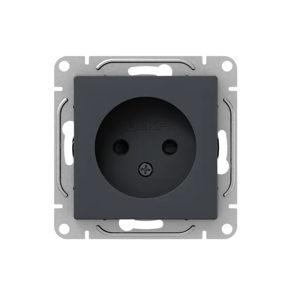 Механизм розетки, 16А, без заземления, со шторками, графит Эпика EKF
