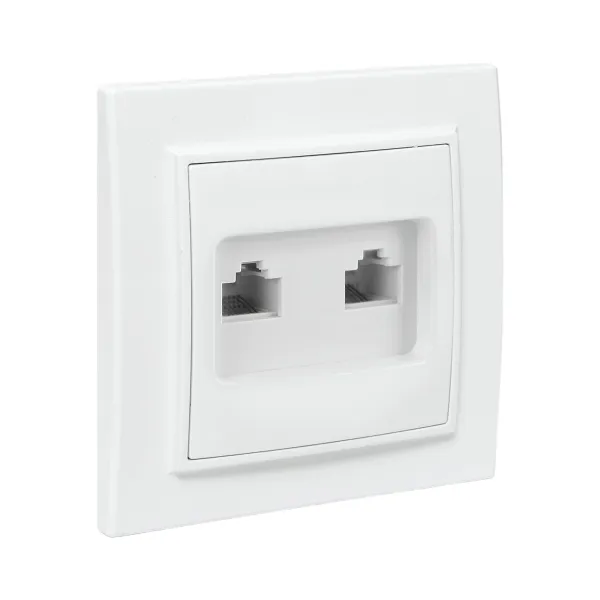 Розетка RJ-45 2-местная СП Минск белая EKF
