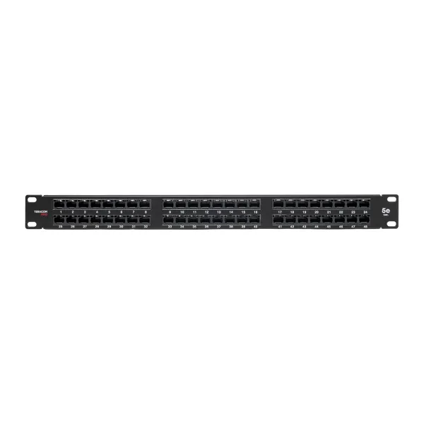 Патч-панель высокой плотности TERACOM PRO 19'' Cat.5E 1U неэкранированная UTP 48 портов RJ-45 Dual IDC с органайзером