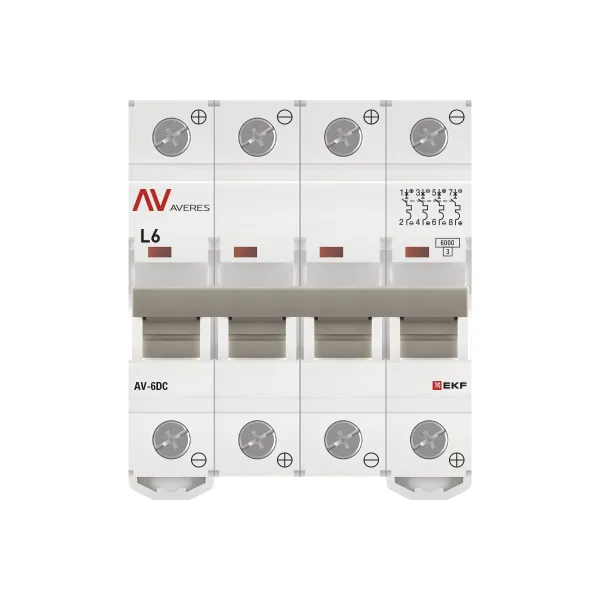 Выключатель автоматический AV-6 DC 4P 6A (L) 6kA EKF AVERES
