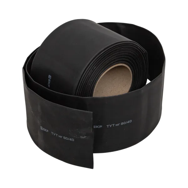 Термоусаживаемая трубка ТУТ нг 80/40 черная рулон EKF PROxima
