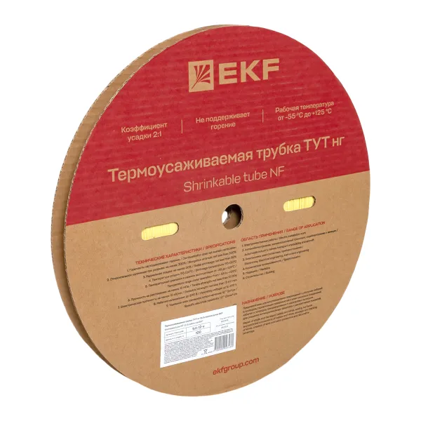Термоусаживаемая трубка ТУТ нг 12/6 желтая рулон EKF PROxima
