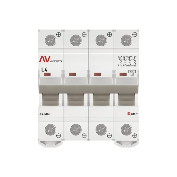 Выключатель автоматический AV-6 DC 4P 4A (L) 6kA EKF AVERES