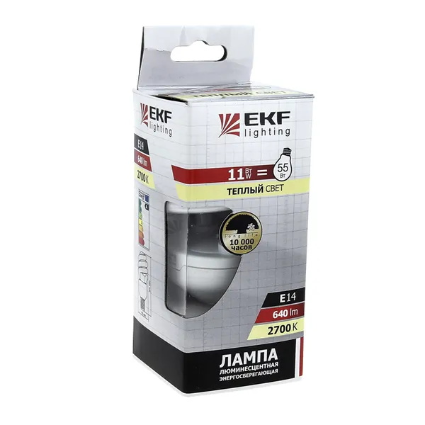 Лампа энергосберегающая HS-полуспираль 15W 4200K E14 10000h EKF Simple