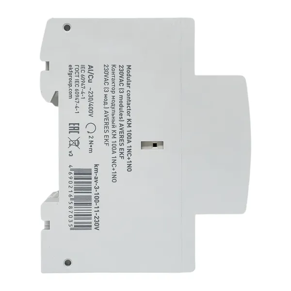 Контактор модульный КМ 100А 1NC+1NO 230VAC (3 мод.) AVERES EKF