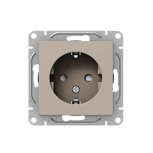 Механизм розетки, 16А, с заземлением, со шторками, кремовый Эпика EKF