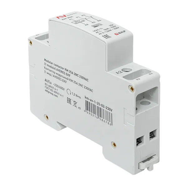 Контактор модульный КМ 25А 2NC 230VAC (1 мод.) AVERES EKF