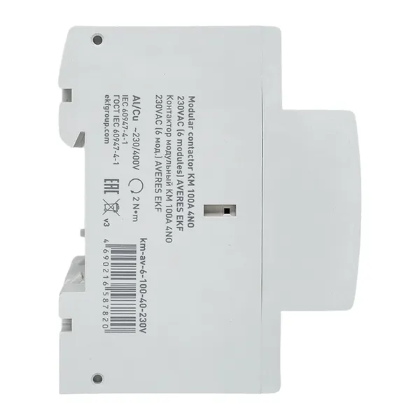 Контактор модульный КМ 100А 4NO 230VAC (6 мод.) AVERES EKF