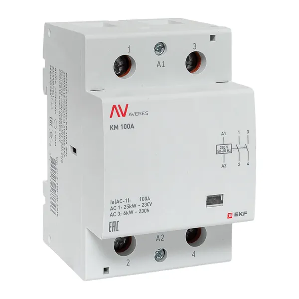 Контактор модульный КМ 100А 2NО 230VAC (3 мод.) AVERES EKF