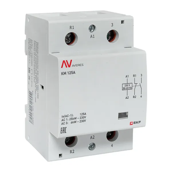 Контактор модульный КМ 125А 1NC+1NO 230VAC (3 мод.) AVERES EKF