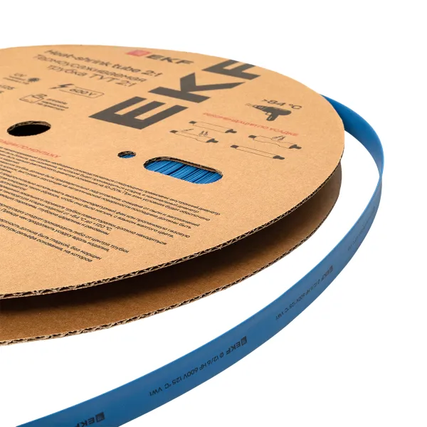 Термоусаживаемая трубка ТУТ нг 12/6 синяя рулон EKF PROxima