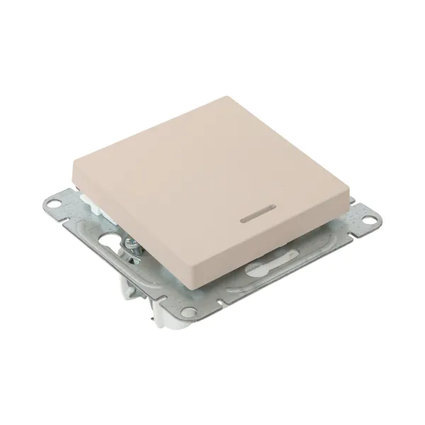 Механизм выключателя, одноклавишный, с подсветкой, кремовый Эпика EKF