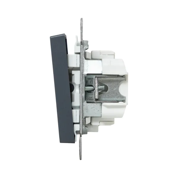 Механизм выключателя, двухклавишный, с подсветкой, графит Эпика EKF