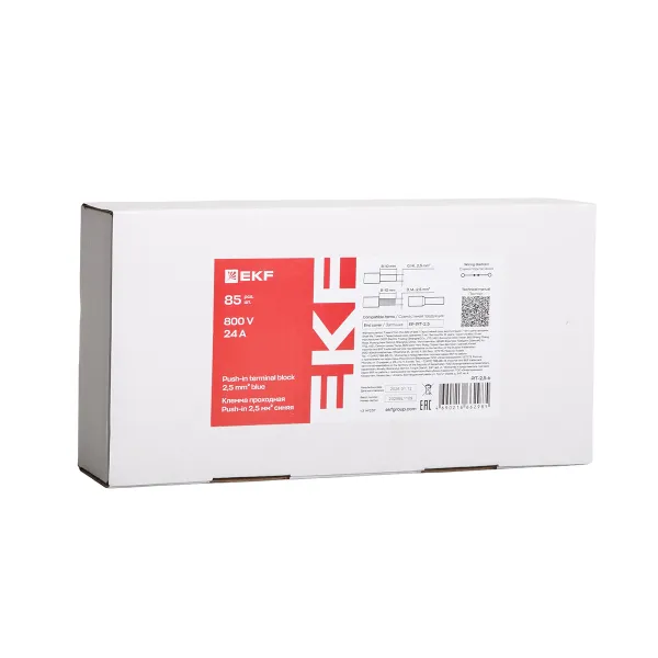 Клемма проходная Push-in 2.5 мм2 синяя EKF