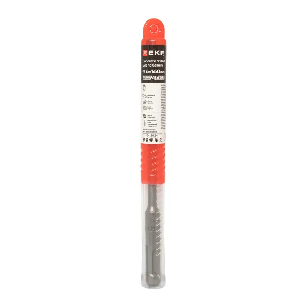 Бур по бетону SDS-plus 6х160 мм (4 резца) EKF Professional