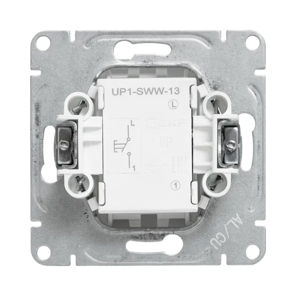 Механизм выключателя, одноклавишный, кнопочный, белый Эпика EKF