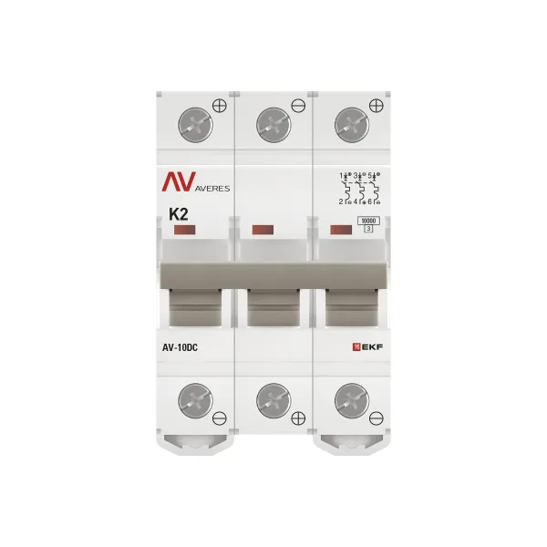 Выключатель автоматический AV-10 DC 3P 2A (K) 10kA EKF AVERES