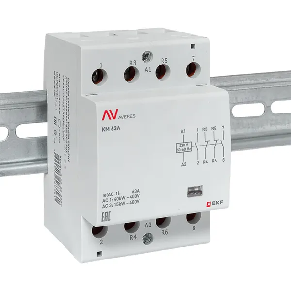 Контактор модульный КМ 63А 2NO+2NC 230VAC (3 мод.) AVERES EKF
