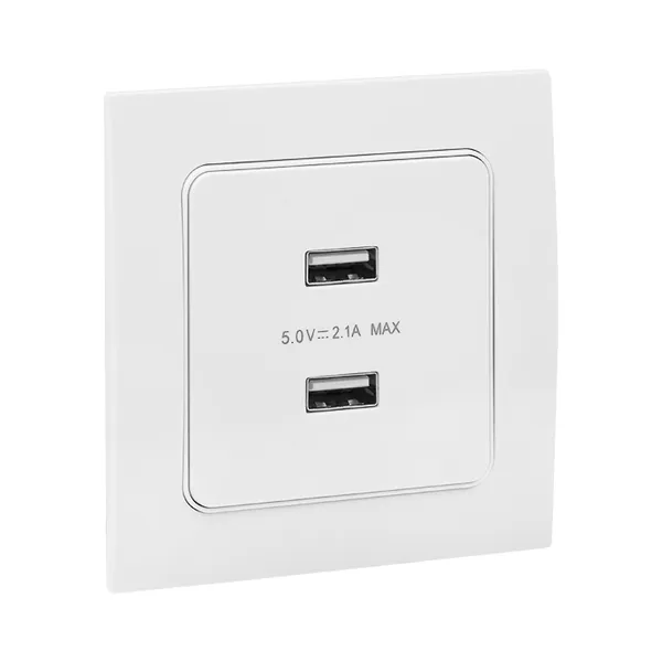 Стокгольм Механизм Розетки USB 2-местной 2,1А винтовые клеммы белый EKF PROxima