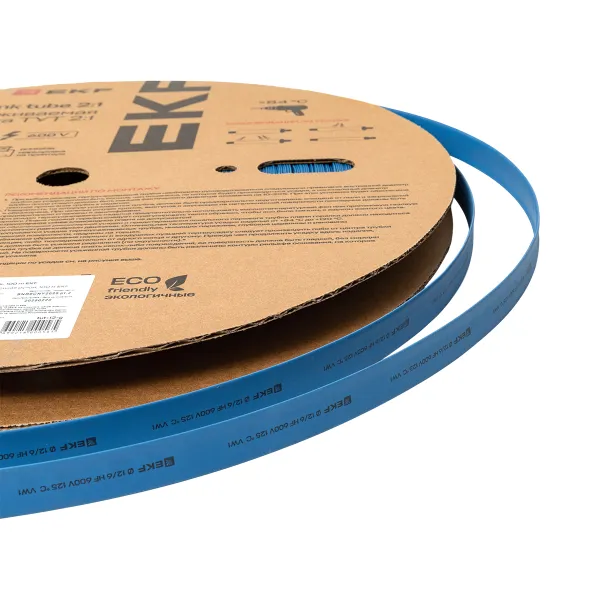 Термоусаживаемая трубка ТУТ нг 12/6 синяя рулон EKF PROxima