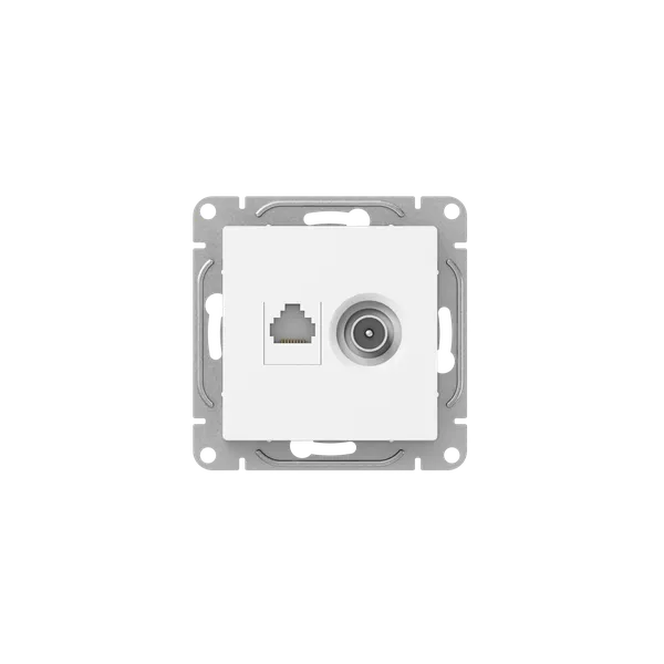 Механизм розетки TV+RJ45 (cat5), белый Эпика EKF
