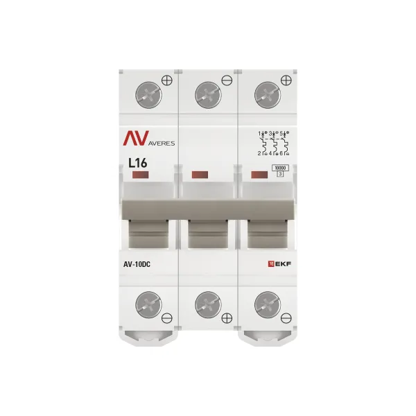 Выключатель автоматический AV-10 DC 3P 16A (L) 10kA EKF AVERES