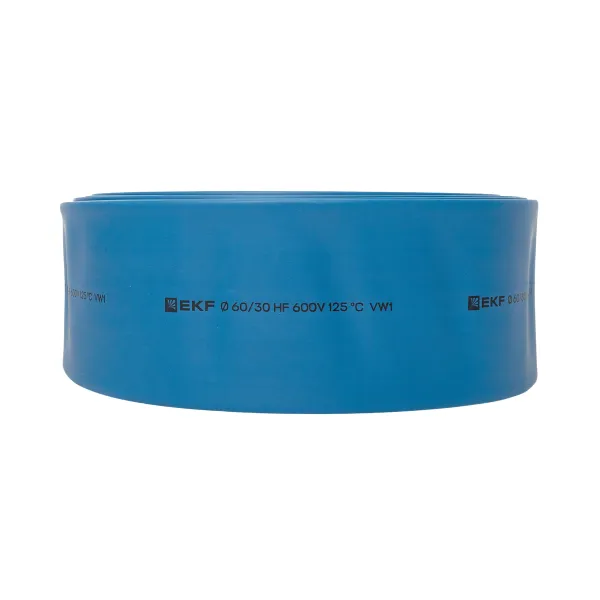 Термоусаживаемая трубка ТУТ нг 60/30 синяя рулон EKF PROxima