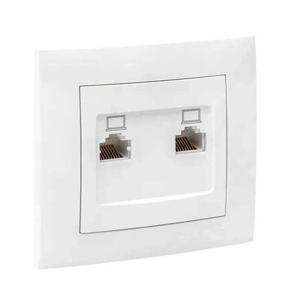 Валенсия розетка компьютерная RJ-45 2-местная белая EKF PROxima