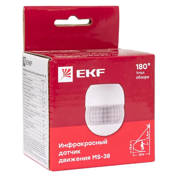 ИК датчик движения наст. 800Вт 180 град до 12м IP44 MS-38 EKF PROxima