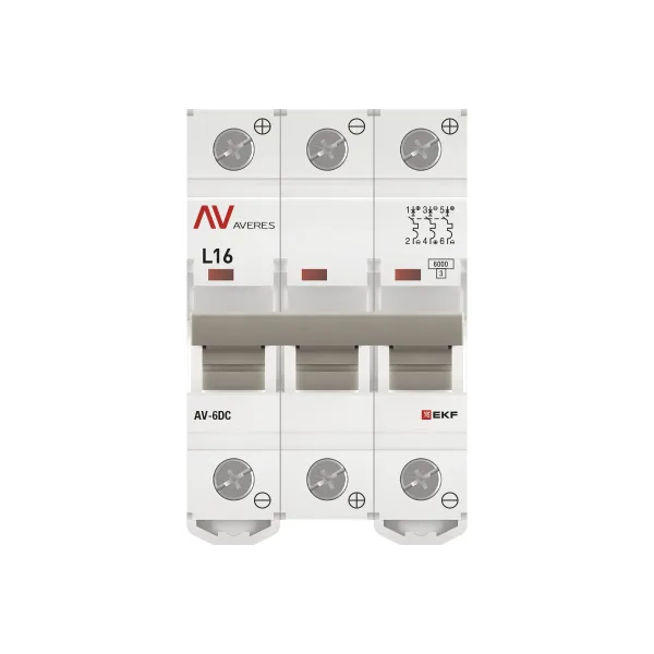 Выключатель автоматический AV-6 DC 3P 16A (L) 6kA EKF AVERES