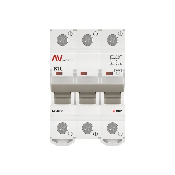 Выключатель автоматический AV-10 DC 3P 10A (K) 10kA EKF AVERES