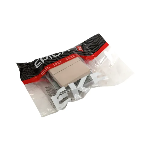 Механизм выключателя, двухклавишный, кнопочный, кремовый Эпика EKF