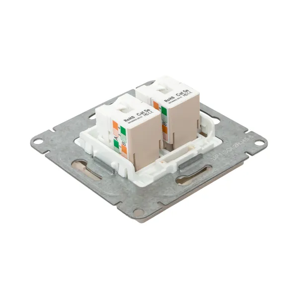 Механизм розетки RJ45 - 2шт, (cat5), кремовый Эпика EKF
