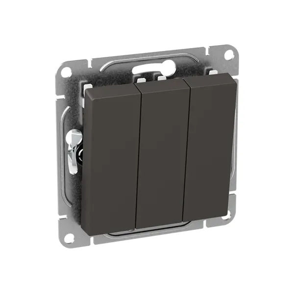 Механизм выключателя, трёхклавишный, мокко Эпика EKF