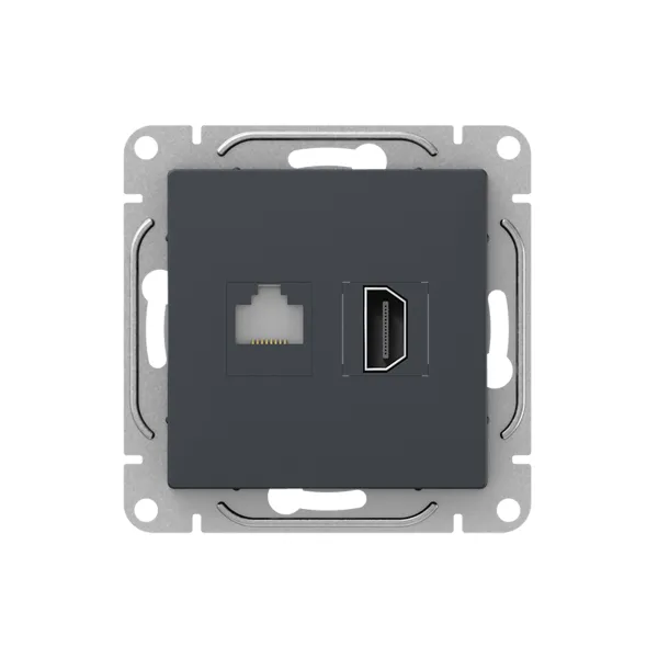 Механизм розетки HDMI+RJ45 (cat5), графит Эпика EKF