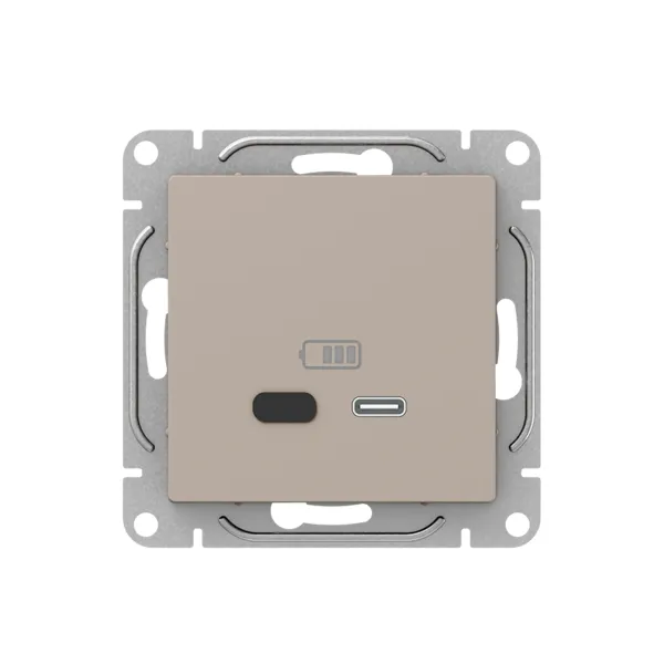 Механизм розетки USB-С, быстрая, кремовый Эпика EKF