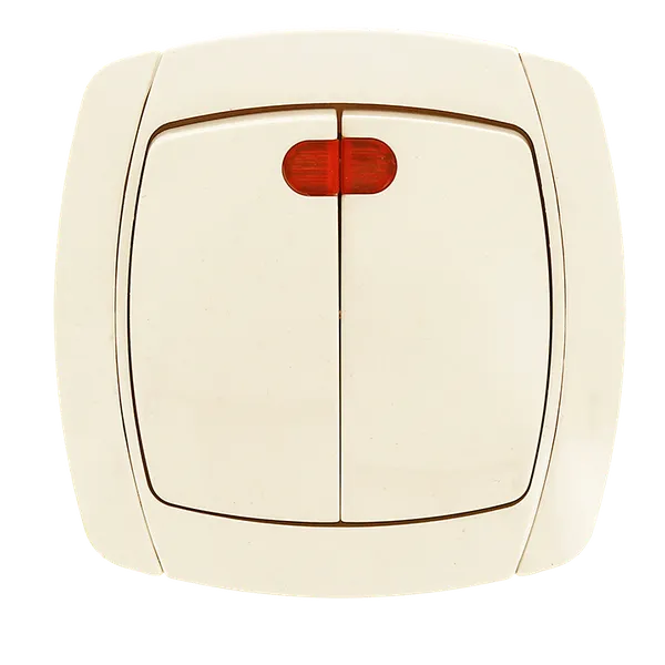 Париж Выключатель 2-клавишный с индикатором 10А бежевый EKF Simple