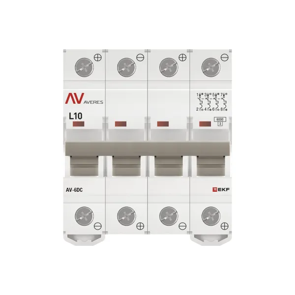 Выключатель автоматический AV-6 DC 4P 10A (L) 6kA EKF AVERES