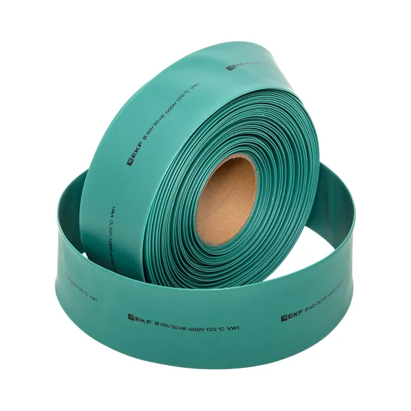 Термоусаживаемая трубка ТУТ нг 60/30 зелёная рулон EKF PROxima