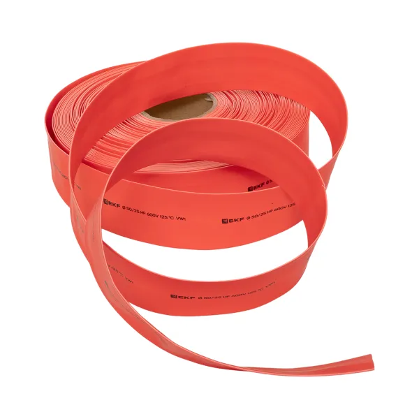 Термоусаживаемая трубка ТУТ нг 50/25 красная рулон EKF PROxima